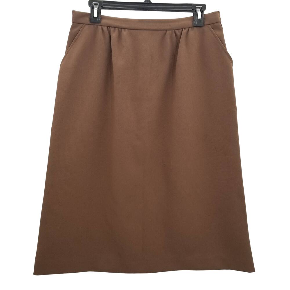 Lykettes Vintage Brown Back Zip Pencil Skirt Size 12 with pockets Polyester